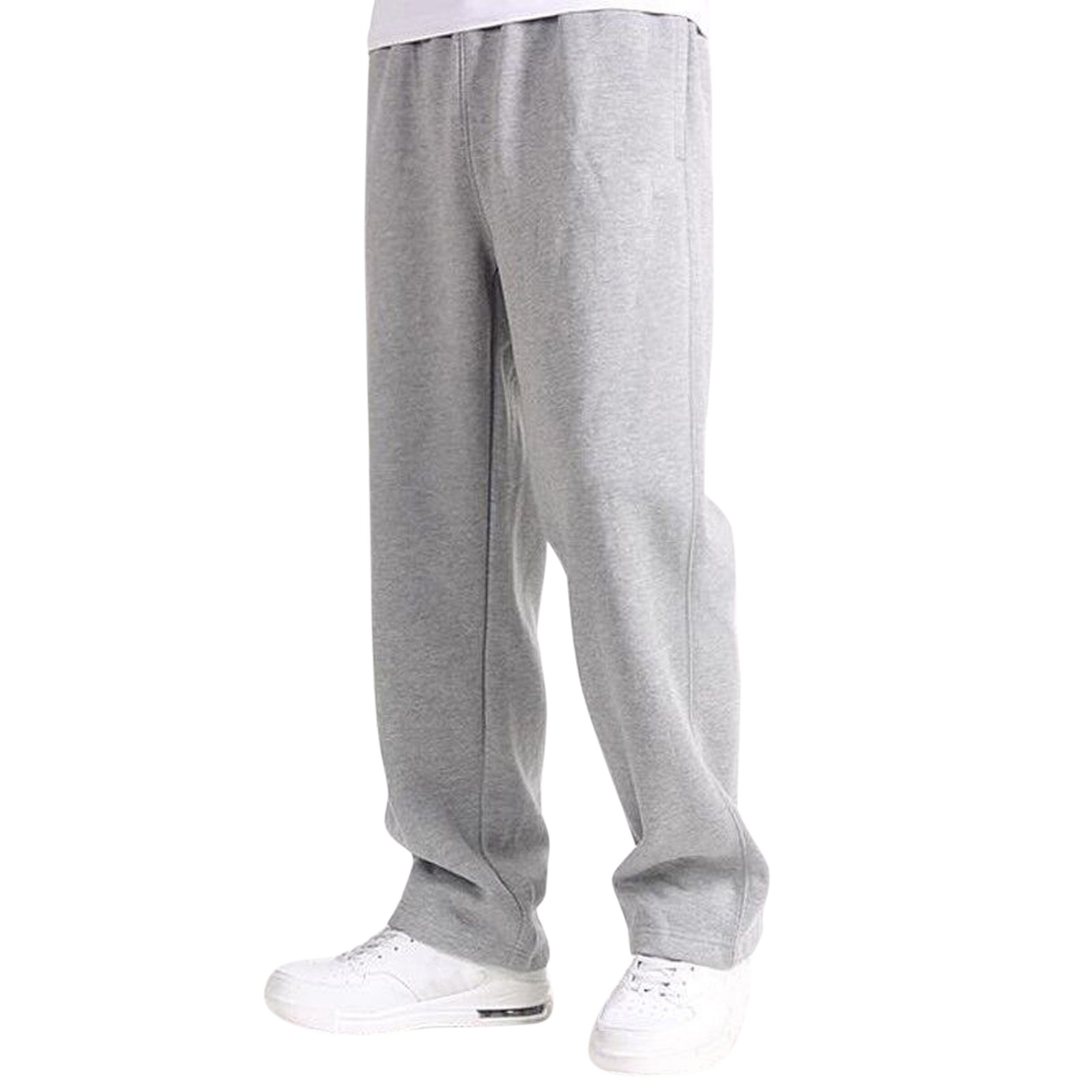 thumbnail image 3 of Pantalones rectos holgados informales para hombre - Pantalones cálidos con cintura elástica - Diseño liso otoño/invierno M-XXXL, 3 of 8